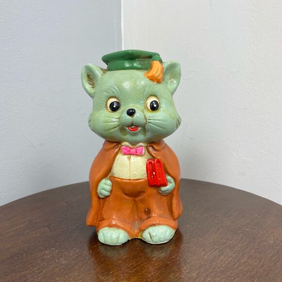 Vintage Norleans Graduation Cat Ceramic Bank Japan Kitchy - Picture 1 of 8